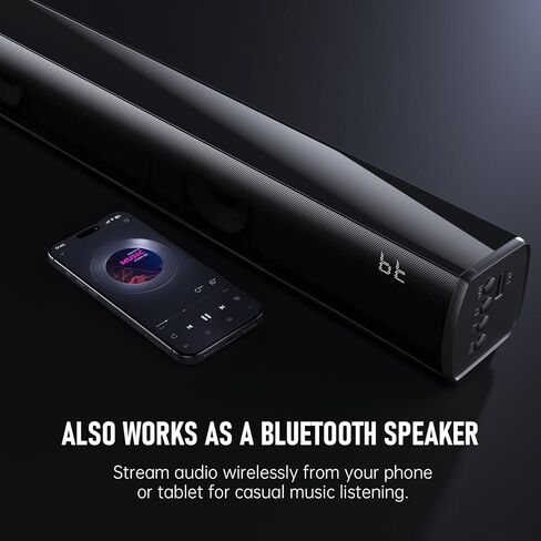 شريط صوت محيطي لاسلكي بلوتوث، مكبرات صوت محيطية لاسلكية، أشرطة صوت HDMI تلفزيون ذكي HDMI(ARC) OPT AUX USB 2.0ch 3 أوضاع نظام أصوات المسرح المنزلي تلفزيون/كمبيوتر شخصي/ألعاب/جهاز عرض، أسود in Kuwait