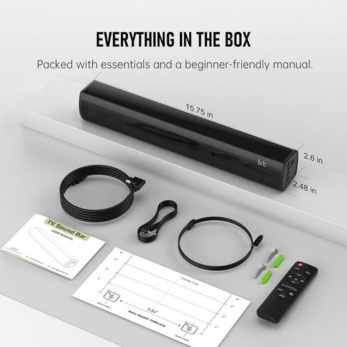 شريط صوت محيطي لاسلكي بلوتوث، مكبرات صوت محيطية لاسلكية، أشرطة صوت HDMI تلفزيون ذكي HDMI(ARC) OPT AUX USB 2.0ch 3 أوضاع نظام أصوات المسرح المنزلي تلفزيون/كمبيوتر شخصي/ألعاب/جهاز عرض، أسود in Kuwait