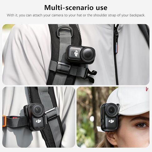 حامل مشبك حقيبة الظهر AMAZEAR لملحقات DJI Osmo Nano/Xtra Atto، حامل قبعة قابل للتعديل مع قبضة قوية، اتصال مغناطيسي سريع، خفيف الوزن لمدونات الفيديو، والسفر، أسود in Kuwait