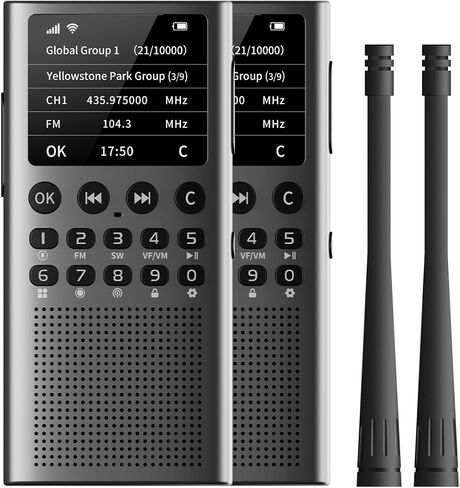 CHOYONG WT2 Network Walkie Talkie، راديو طويل المدى ثنائي الاتجاه مع استقبال FM/AM/SW، اتصال مجموعة WiFi/4G POC، بحث صوتي GPT، بطارية قابلة للشحن 2500 مللي أمبير في الساعة، أسود in Kuwait