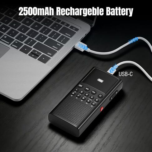 CHOYONG WT2 Network Walkie Talkie، راديو طويل المدى ثنائي الاتجاه مع استقبال FM/AM/SW، اتصال مجموعة WiFi/4G POC، بحث صوتي GPT، بطارية قابلة للشحن 2500 مللي أمبير في الساعة، أسود in Kuwait