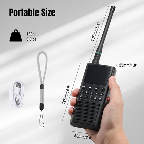 CHOYONG WT2 Network Walkie Talkie، راديو طويل المدى ثنائي الاتجاه مع استقبال FM/AM/SW، اتصال مجموعة WiFi/4G POC، بحث صوتي GPT، بطارية قابلة للشحن 2500 مللي أمبير في الساعة، أسود in Kuwait