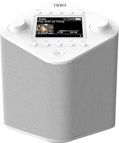 Naki Pulse - مشغل موسيقى كوشير للبث عبر الإنترنت (أبيض) مع مكبر صوت فردي بقدرة 5 وات، وقاعدة مطاطية غير قابلة للانزلاق ومزودة بتقنية Bluetooth in Kuwait
