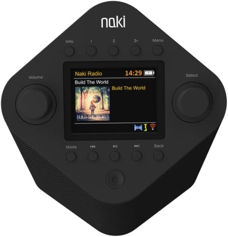 Naki Pulse - مشغل موسيقى موافق للشريعة اليهودية (أسود) مع مكبر صوت فردي بقدرة 5 وات، وواي فاي وبلوتوث in Kuwait