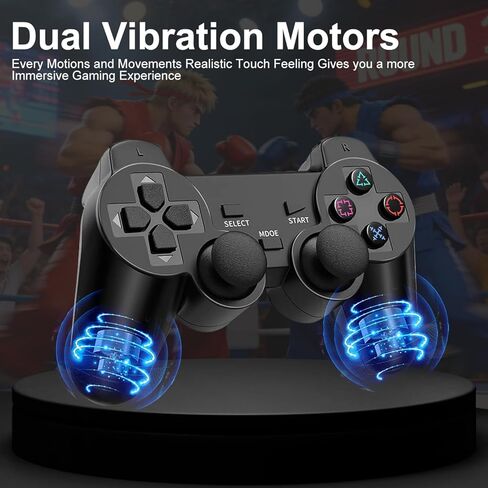 وحدة تحكم ADHJIE PS2، عبوتان وحدة تحكم لاسلكية 2.4 جيجا هرتز لجهاز PS2/PS2 Slim/PS1، وحدة تحكم بديلة PS2 لاسلكية، اهتزاز مزدوج، أسود in Kuwait