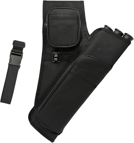 3-Tubes Hip Quiver Waist Hanged Archery Arrow Carry Bag with Pockets Adjustable Belt for Hunting, Target Practice, and Outdoor Shooting, Fits Both Youth and Adults in Saudi Arabia