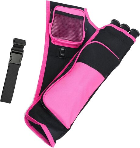 3-Tubes Hip Quiver Waist Hanged Archery Arrow Carry Bag with Pockets Adjustable Belt for Hunting, Target Practice, and Outdoor Shooting, Fits Both Youth and Adults in Saudi Arabia