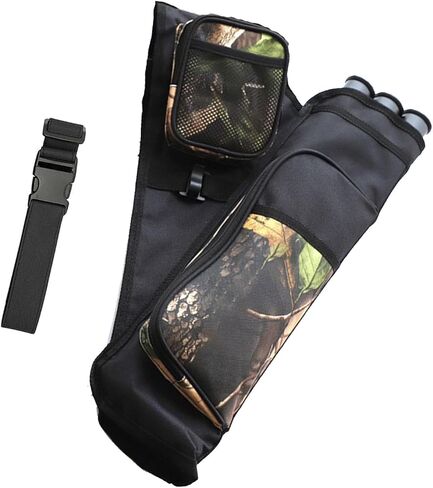 3-Tubes Hip Quiver Waist Hanged Archery Arrow Carry Bag with Pockets Adjustable Belt for Hunting, Target Practice, and Outdoor Shooting, Fits Both Youth and Adults in Saudi Arabia