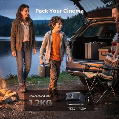 جهاز عرض ذكي [مرفق مع Google TV Stick ودعم 4K] مع واي فاي وبلوتوث، جهاز عرض صغير محمول للأفلام القصيرة في الهواء الطلق مع تطبيقات مدمجة للتركيز التلقائي لسقف غرفة النوم والمسرح المنزلي in Kuwait