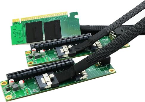 بطاقة توسيع Sintech PCI-e 4.0 16X إلى 2 منافذ PCIe 8X/16X، بطاقة تقسيم PCIe x16 إلى x8x8 مع كابل SlimSAS 8I 60 سم in Kuwait