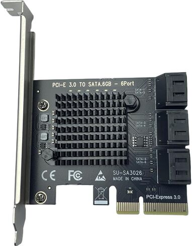 PCIE to SATA Adapter, PCIe 3.0 x2 to 6 Ports Expansion Card with ASM1166 for Desktop Storage Upgrade, Home Server, Media Library, Backup PC and Workstation, SATA 6Gbps AHCI Controller in Kuwait