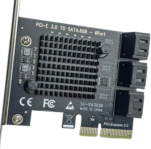PCIE to SATA Adapter, PCIe 3.0 x2 to 6 Ports Expansion Card with ASM1166 for Desktop Storage Upgrade, Home Server, Media Library, Backup PC and Workstation, SATA 6Gbps AHCI Controller in Kuwait