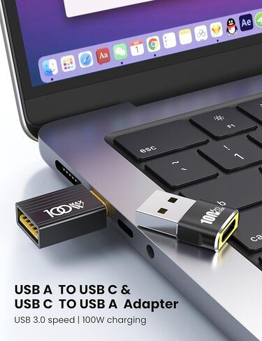 مجموعة مكونة من 10 قطع من محول USB إلى USB C بقدرة 100 واط - 5 قطع USBA ذكر إلى USBC أنثى محول 2.0 و5 قطع من النوع C ذكر إلى محول أنثى 3.0، متوافق مع iPhone 17/16/15، iPad، MacBook، Samsung، إلخ. in Kuwait