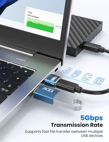 مجموعة مكونة من 10 قطع من محول USB إلى USB C بقدرة 100 واط - 5 قطع USBA ذكر إلى USBC أنثى محول 2.0 و5 قطع من النوع C ذكر إلى محول أنثى 3.0، متوافق مع iPhone 17/16/15، iPad، MacBook، Samsung، إلخ. in Kuwait