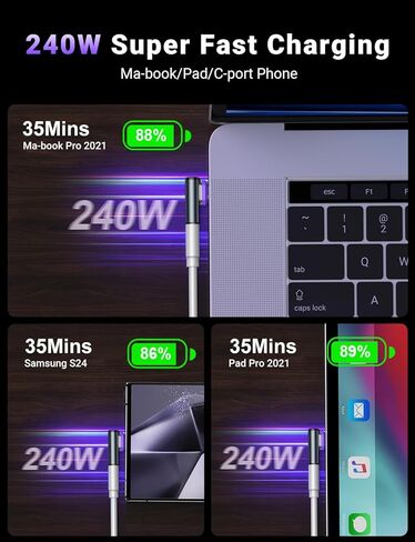 A.S 240W Magnetic Right Angle USB C Adapter(2 Pack), USB4 40Gbps 8K@60Hz Magnetic Type C Extender, USB C to USB C Adaptor 24-Pin USB C 90 Degree Adapter for Steam Deck, Switch, PC, Tablet, Phone 16 17 in Kuwait