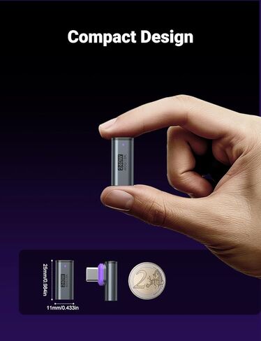 A.S 240W Magnetic Right Angle USB C Adapter(2 Pack), USB4 40Gbps 8K@60Hz Magnetic Type C Extender, USB C to USB C Adaptor 24-Pin USB C 90 Degree Adapter for Steam Deck, Switch, PC, Tablet, Phone 16 17 in Kuwait