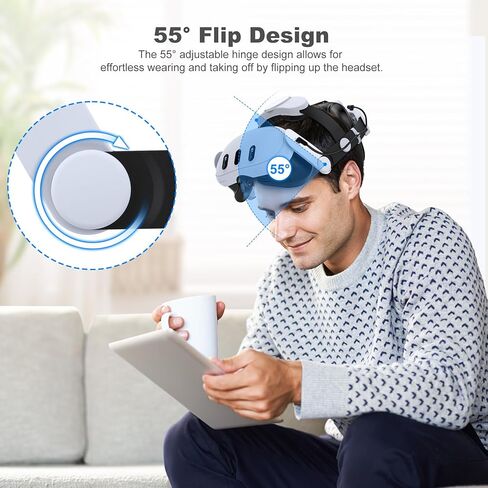 Head Strap for Meta Quest 3/3S/2, Adjustable Elite Strap with 7500mAh Detachable & Hot-Swappable Battery, Enhanced Support & Comfort, VR Headset Strap for Oculus, Extends 3–4H Playtime in Saudi Arabia