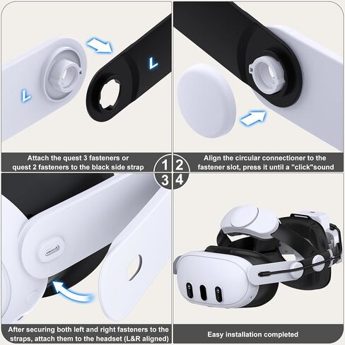Head Strap for Meta Quest 3/3S/2, Adjustable Elite Strap with 7500mAh Detachable & Hot-Swappable Battery, Enhanced Support & Comfort, VR Headset Strap for Oculus, Extends 3–4H Playtime in Saudi Arabia