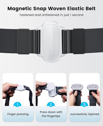 حزمة بطارية حزام الخصر Kawaye VR لـ Meta Quest 3S/3/2، حزمة بطارية قابلة للارتداء بقدرة 12000 مللي أمبير في الساعة مع حزام مغناطيسي، مخرج 20 وات، وقت تشغيل ممتد 5-7 ساعات لسماعة Oculus VR-MQ0001 in Kuwait
