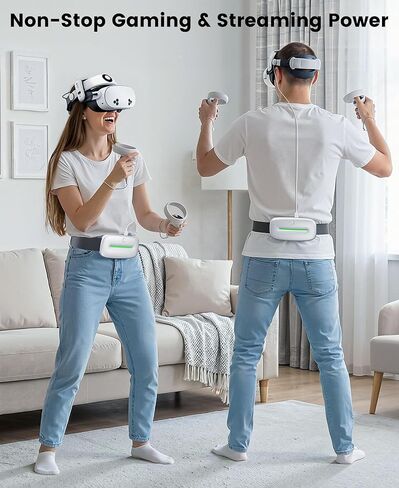 حزمة بطارية حزام الخصر Kawaye VR لـ Meta Quest 3S/3/2، حزمة بطارية قابلة للارتداء بقدرة 12000 مللي أمبير في الساعة مع حزام مغناطيسي، مخرج 20 وات، وقت تشغيل ممتد 5-7 ساعات لسماعة Oculus VR-MQ0001 in Kuwait