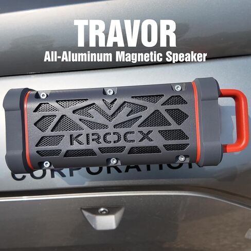 TRAVOR Magnetic Bluetooth Speaker, 45W Rugged All-Aluminum Outdoor Portable Speaker, BassUp, IP68 Waterproof Wireless Speaker for Golf Cart, Camping, Beach, TWS, 25H Playtime, Meteorite Gray in Saudi Arabia