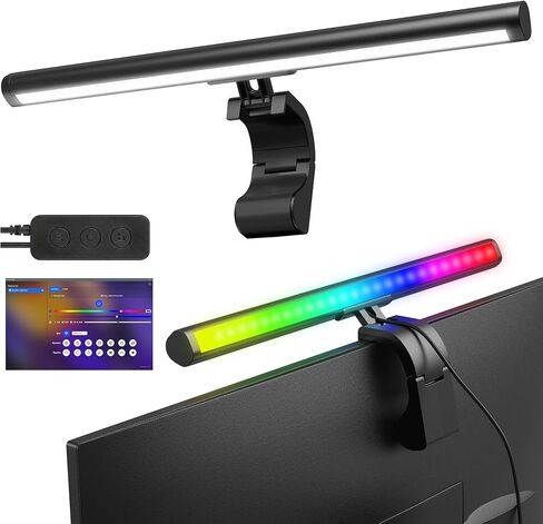 شريط إضاءة ذكي للشاشة مع إضاءة خلفية RGB، ومزامنة الشاشة والموسيقى التي يتم التحكم فيها بواسطة البرامج، وأضواء شاشة LED للألعاب والعمل مع 16 مليون لون و18 وضعًا - 16 بوصة in Kuwait