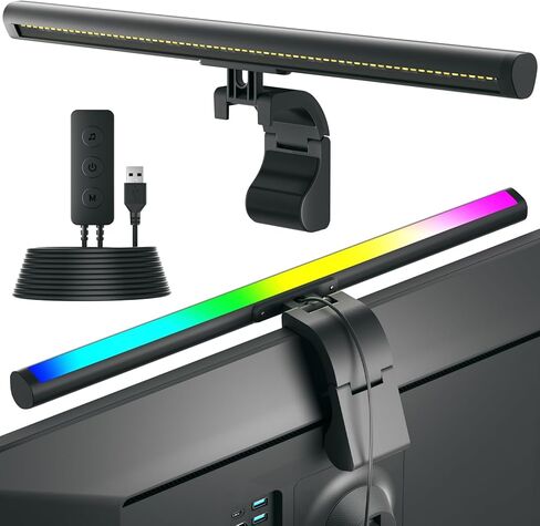 شريط إضاءة للكمبيوتر RGB، شريط إضاءة شاشة LED، شريط إضاءة شاشة قابل للتعديل مع مشبك تثبيت، لشاشات الكمبيوتر وإعدادات المكتب المنزلي in Kuwait