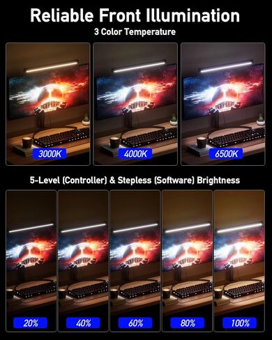 شريط إضاءة للكمبيوتر RGB، شريط إضاءة شاشة LED، شريط إضاءة شاشة قابل للتعديل مع مشبك تثبيت، لشاشات الكمبيوتر وإعدادات المكتب المنزلي in Kuwait