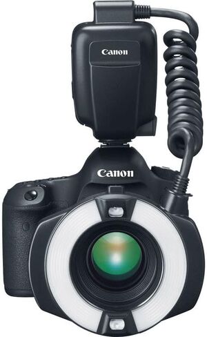 Canon MR-14EX II Macro Ring Lite Bundle | Dual-Tube Ring Flash with E-TTL II, Adjustable Flash Ratio Control & LED Modeling Lamps | Great for Macro Photography (9389B002) + Bag + AA with Charger in Kuwait