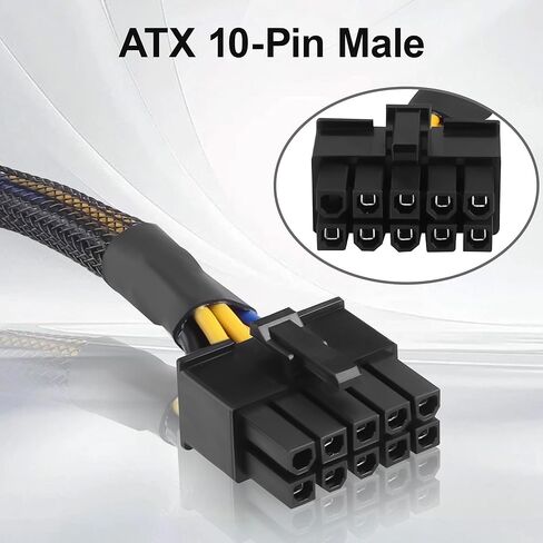كابل محول الطاقة ATX 24 Pin إلى 10 Pin (نحاس 18AWG، غلاف مجدول) - محول 30 سم لمصدر طاقة اللوحة الأم 10 Pin (33 سم/13.0 بوصة) in Kuwait