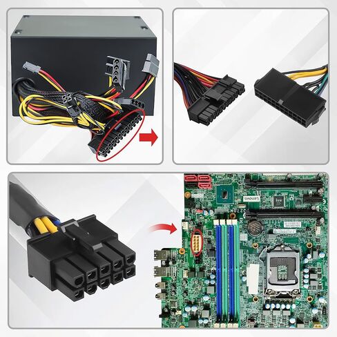 كابل محول الطاقة ATX 24 Pin إلى 10 Pin (نحاس 18AWG، غلاف مجدول) - محول 30 سم لمصدر طاقة اللوحة الأم 10 Pin (33 سم/13.0 بوصة) in Kuwait