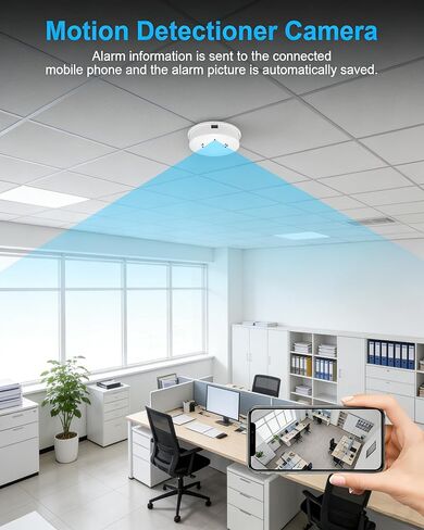 1080P WiFi Hidden Camera, Smoke Detector Spy Cam with Motion Detection, Loop Recording, No Audio - Indoor Home Security Cameras for Baby & Pet No SD Card No Smoke Detector Function in Kuwait