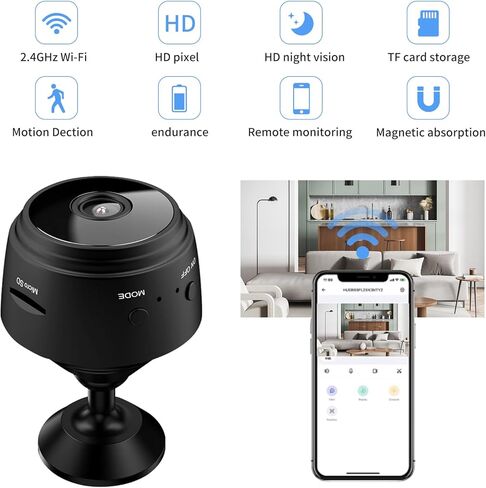 كاميرا مخفية - كاميرات تجسس - كاميرا مربية - كاميرا لاسلكية WiFi - كاميرا صغيرة بدقة 1080 بكسل عالية الدقة مع كشف الحركة والرؤية الليلية، كاميرات أمنية للمنزل / المكتب / مراقبة الطفل in Kuwait