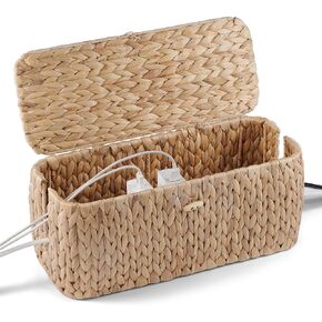 BLUEWEST Cable Management Box, Water Hyacinth Organizer Box, Durable Rattan Cable Organizer with Dual Open Slots for Desk, TV, or Office Cords, Stores Power Strips, USB Hubs, and Wires in Saudi Arabia