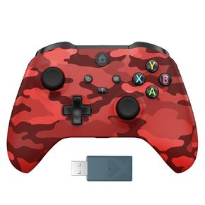 وحدة تحكم Kamylorus اللاسلكية لجهاز X-BOX One/PC، وحدة تحكم بتأثير Hall تدعم Turbo، لوحة ألعاب توصيل وتشغيل 2.4G مع مقبس سماعة رأس 3.5 مم/اهتزاز مزدوج، متوافقة مع X-BOX One S/X، X-BOX Series S/X، PC، IOS، منصات Android (أحمر مموه) in Kuwait
