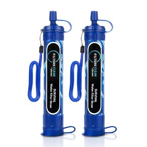 Filters-Clean Survival Water Filter Straw – 0.1 Micron Portable Personal Water Filter, 4,000L (1,056 Gallon) Capacity – Removes 99.9999% Bacteria & Protozoa – Hiking, Camping & Emergency - 2 Pack in Kuwait