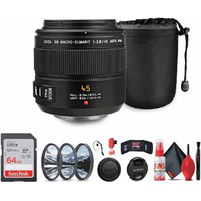 تتضمن الحزمة عدسة باناسونيك Leica DG Macro-Elmarit مقاس 45 مم f/2.8 (H-ES045): بطاقة ذاكرة سعة 64 جيجابايت ومجموعة مرشحات مكونة من 3 قطع وأغطية عدسة وحقيبة عدسة وحافظة غطاء ومجموعة تنظيف كاملة وقارئ بطاقات ومحفظة بطاقات in Kuwait