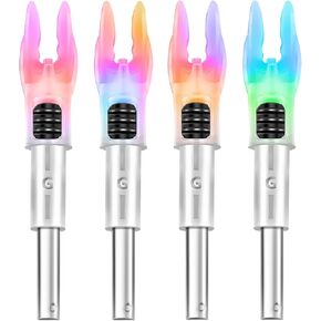 DEEPOWER 4/9 PCS G مضاءة Nocks للسهام .165 .204 .233 .244 .246 بوصة القطر الداخلي مع البطانات X، H، S، GT LED مضاءة Nock ومفتاح تشغيل / إيقاف لصيد Archrey و (4 قطع / ستروب) in Kuwait