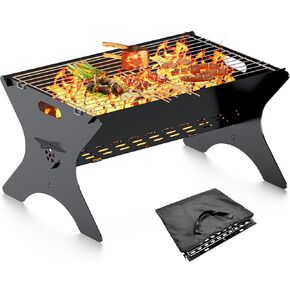 Camping Campfire Grill, 16"Lx12"D Portable Folding Charcoal Grills, Backpacking BBQ Grill with Carry Bag, Outdoor Fire pit for Camping, Picnic, Bonfire, Patio, Backyard in Saudi Arabia