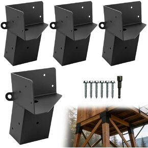 4 Pcs Deer Stand Brackets 4x4, Heavy Duty Deer Blind Brackets, Outdoor Angle Bracket for Outdoor Hunting Platforms, Lookouts, Shooting Platform, Tree Houses,Observation Decks (Black) in Saudi Arabia