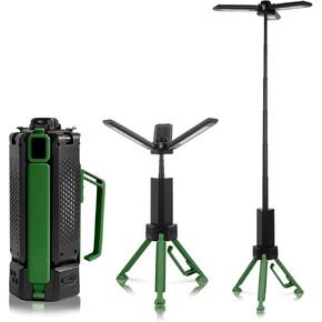 15000mAh Rechargeable Telescopic Camping Light, Portable Flashlight & Lantern with Reinforced Tripod Base, Height Adjustable Dimmable Tent Light, Power Bank for Outdoor BBQ, Hiking, Job Site, Green in Saudi Arabia