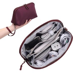 FYY Travel Cable Organizer - 8 Compartments Lightweight Water Resistant Tech Pouch with Wrist Strap, Portable Electronic Accessories Case for Cord Charger Storage for Travel Home Office, Black (Small) in Saudi Arabia