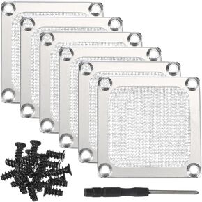 PATIKIL 60mm Fan Filter Grill, 6Pcs Ultra Fine Aluminum Mesh Ventilation Dustproof PC Cooling Fan Grill Covers with Screwdriver and Screws for Desktop Computer Case AC, Silver in Kuwait
