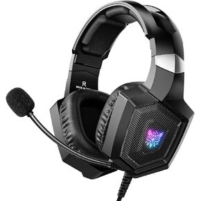 Gaming Headset with Microphone, Gaming Headphones Compatible for PS4 PS5 Xbox PC with RGB Lights, PlayStation Headset with Noise Reduction 7.1 Surround Sound Over-Ear and Wired 3.5mm Jack (Black) in Saudi Arabia