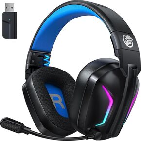 سماعة ألعاب لاسلكية من فاتشيكسي مع ميكروفون للكمبيوتر الشخصي، PS5، PS4، سماعات ألعاب بلوتوث - بطارية شحن سريع 50 ساعة، أضواء LED رائعة للتبديل، الكمبيوتر المحمول، الهاتف المحمول، Mac 2.4 جيجا هرتز in Kuwait