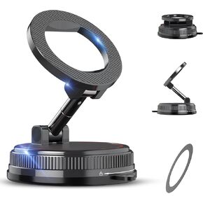Car Phone Holder Mount, 108LBS Vacuum Suction for MagSafe Car Mount, 3000gf Magnetic 360° Adjustable Carbon Fiber Phone Holders for Your Car for iPhone 17 Pro Ma/17/16/15/14/13/12, Desk & Gym in Saudi Arabia