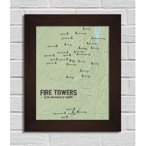 Best Maps Ever Adirondack Fire Tower Challenge Checklist 11x14 Print (Sage) in Saudi Arabia