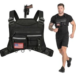 Running Chest Pack for Men & Women with Gun Holster, Tactical Chest Rig & Running Bag, Concealed Carry Chest Bag & Chest Pack, RFID Blocking EDC for Hiking & Outdoor Sports in Saudi Arabia