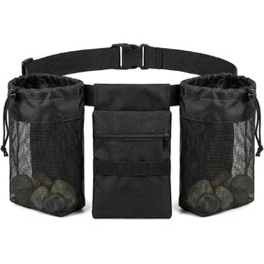 Rock Collecting Waist Bag, Foraging Bag with 2 Mesh Collection Bags and 1 Zippered Tool Pouch, Adjustable Waistband, Lightweight Design for Outdoor Rock Collecting, Beachcombing, and Mushroom Foraging in Kuwait