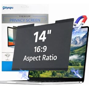 Magnetic Laptop Privacy Screen 14 Inch 16:9, Removable Laptop Privacy Shield Filter Screen Protector Anti Blue Light Glare Anti Spy Compatible with Chromebook HP Pavilion Lenovo Thinkpad Dell Asus in Saudi Arabia